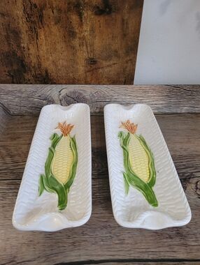 Vintage Ceramic Corn on the Cob Dish, Set of 2